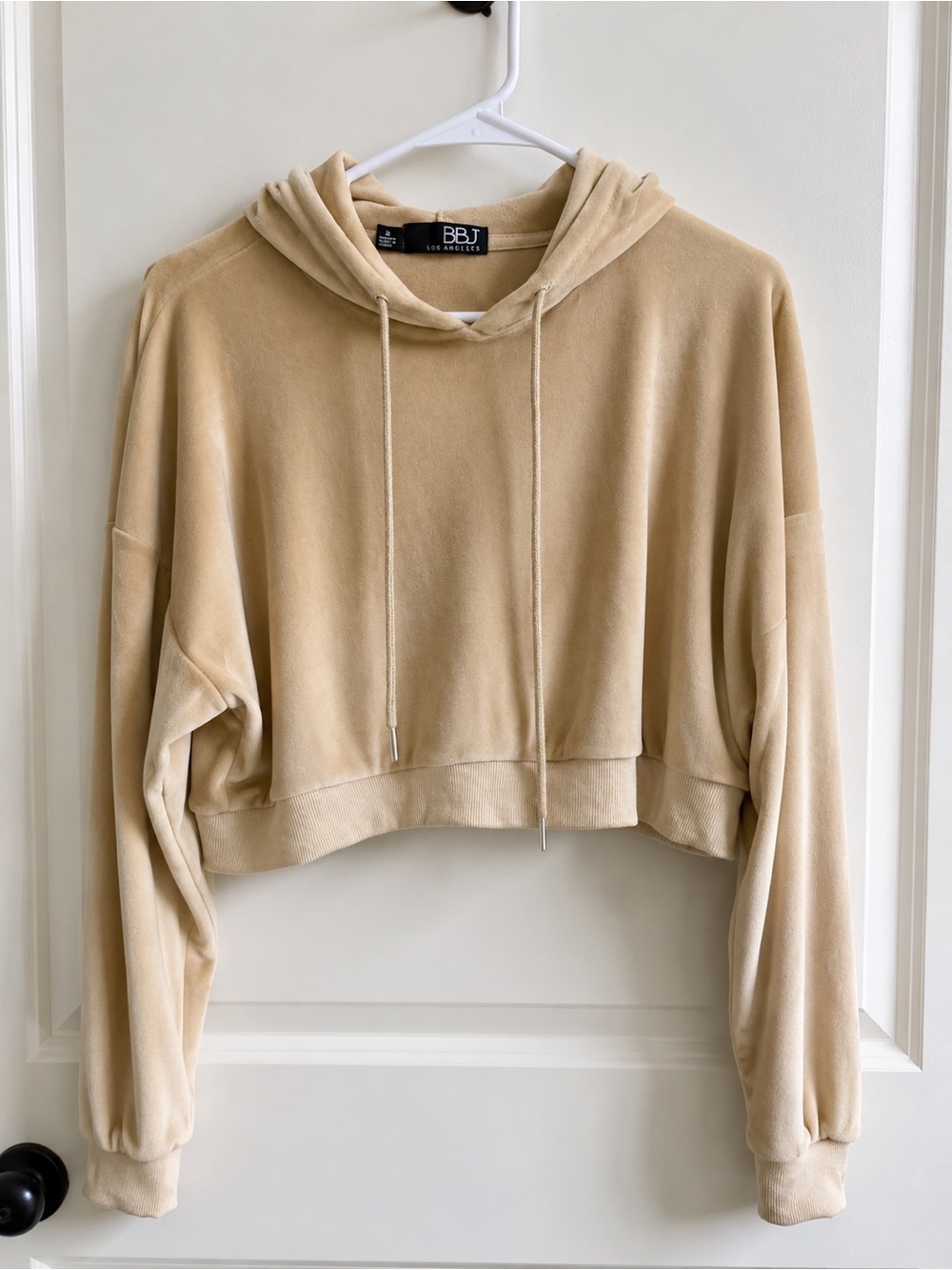 BBJ Cropped Hooded Sweatshirt in Beige